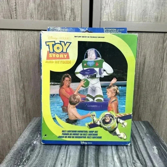 Toy Story Buzz Lightyear Pool Basketball Hoop Set Vtg - Picture 1 of 7